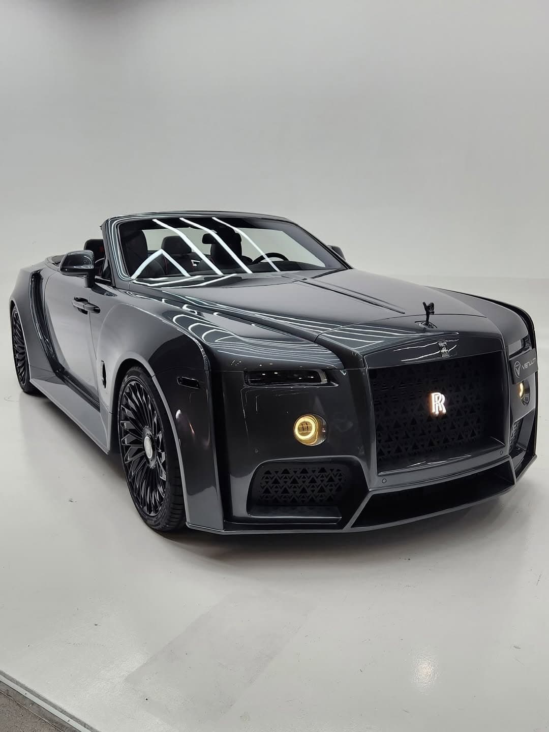 Gray Rolls-Royce Dawn with Venuum body kit in the studio (06)