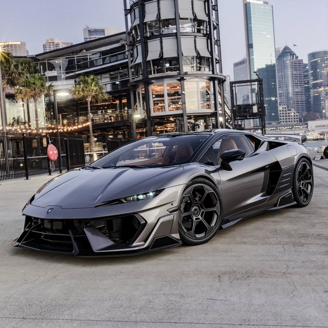 Gray Lamborghini Revuelto with Venuum body kit on the waterfront (19)