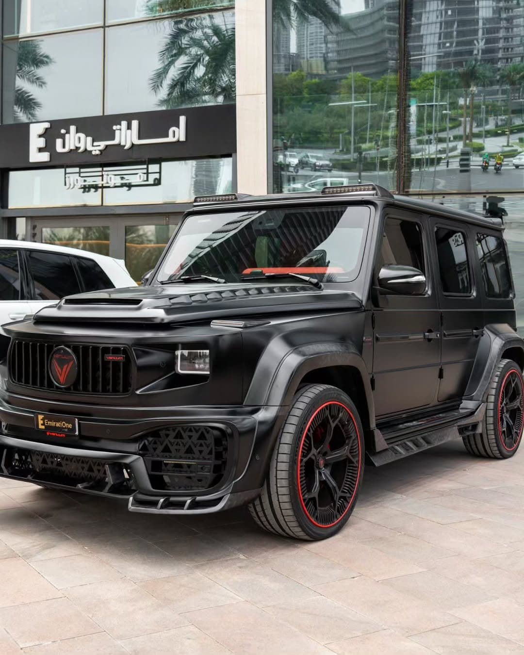 Black Mercedes G-Wagon with Venuum body kit and bespoke red leather interior (34)