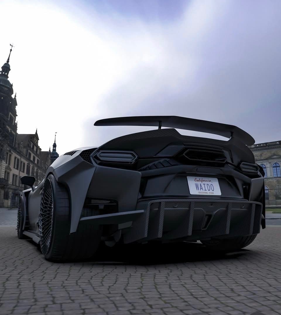 Matte Black Lamborghini Revuelto with Waido kit by Custom Car Garage Miami (01)