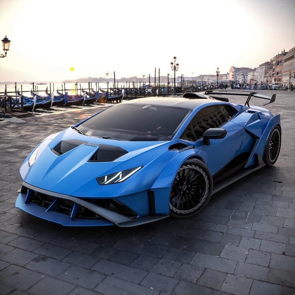Blue Lamborghini Huracán STO with Waido kit, shot in Venice, by Custom Car Garage Miami (35)