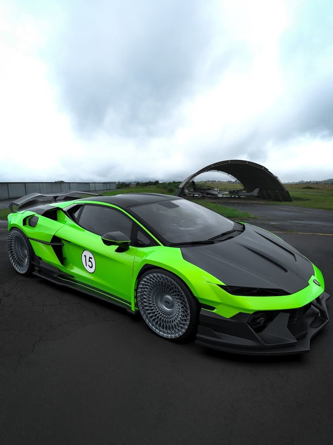 Green Lamborghini Revuelto race build with Waido kit by Custom Car Garage Miami (50)